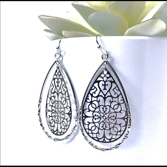 LLK Jewelry Silver Toned Dainty Dangle Filigree Classy Dressy